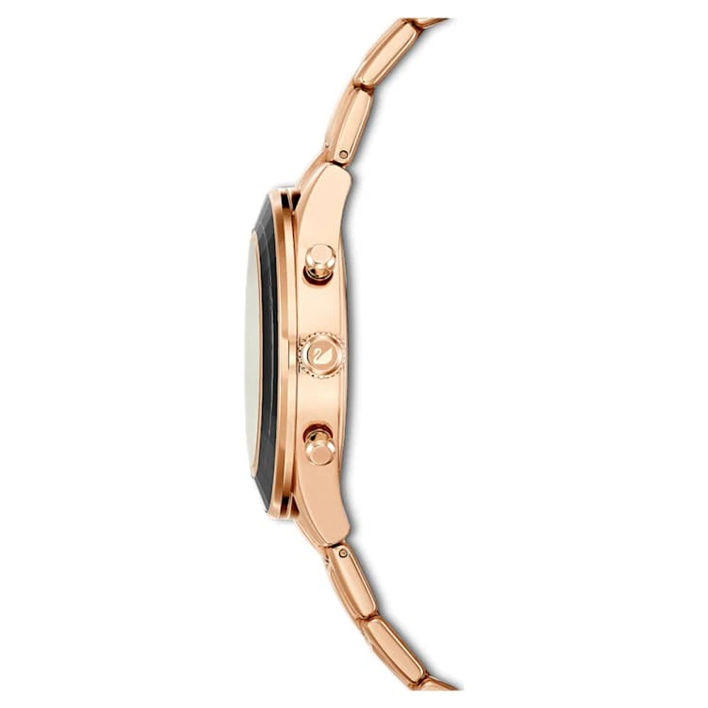 Octea Lux Sport watch, Swiss Made, Metal bracelet, Black, Rose gold-tone finish by SWAROVSKI