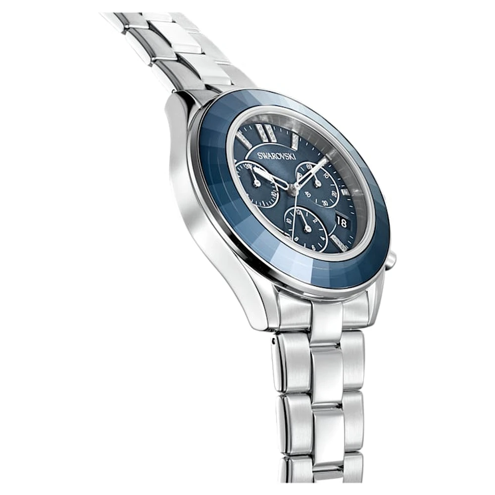 Octea Lux Sport watch, Swiss Made, Metal bracelet, Blue, Stainless steel by SWAROVSKI