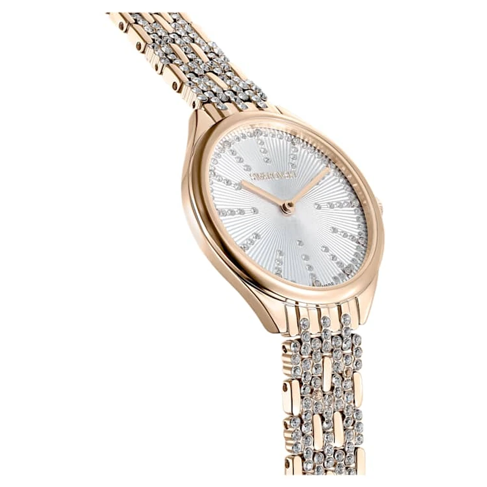 Attract watch, Swiss Made, Pavé, Crystal bracelet, Gold tone, Champagne gold-tone finish by SWAROVSKI