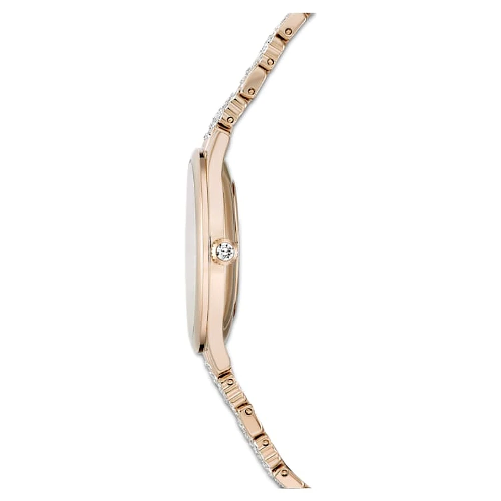 Attract watch, Swiss Made, Pavé, Crystal bracelet, Gold tone, Champagne gold-tone finish by SWAROVSKI