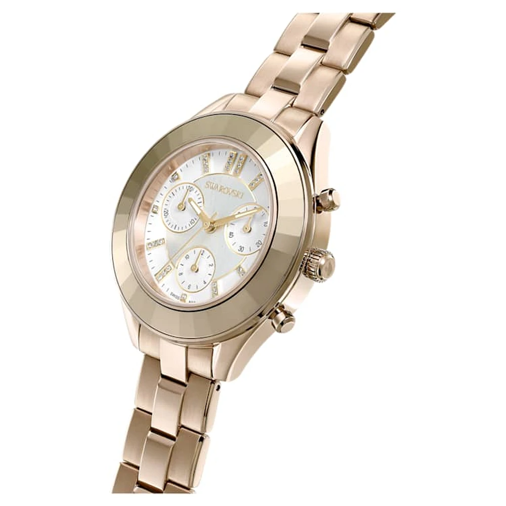 Octea Lux Sport watch, Swiss Made, Metal bracelet, Gold tone, Champagne gold-tone finish by SWAROVSKI