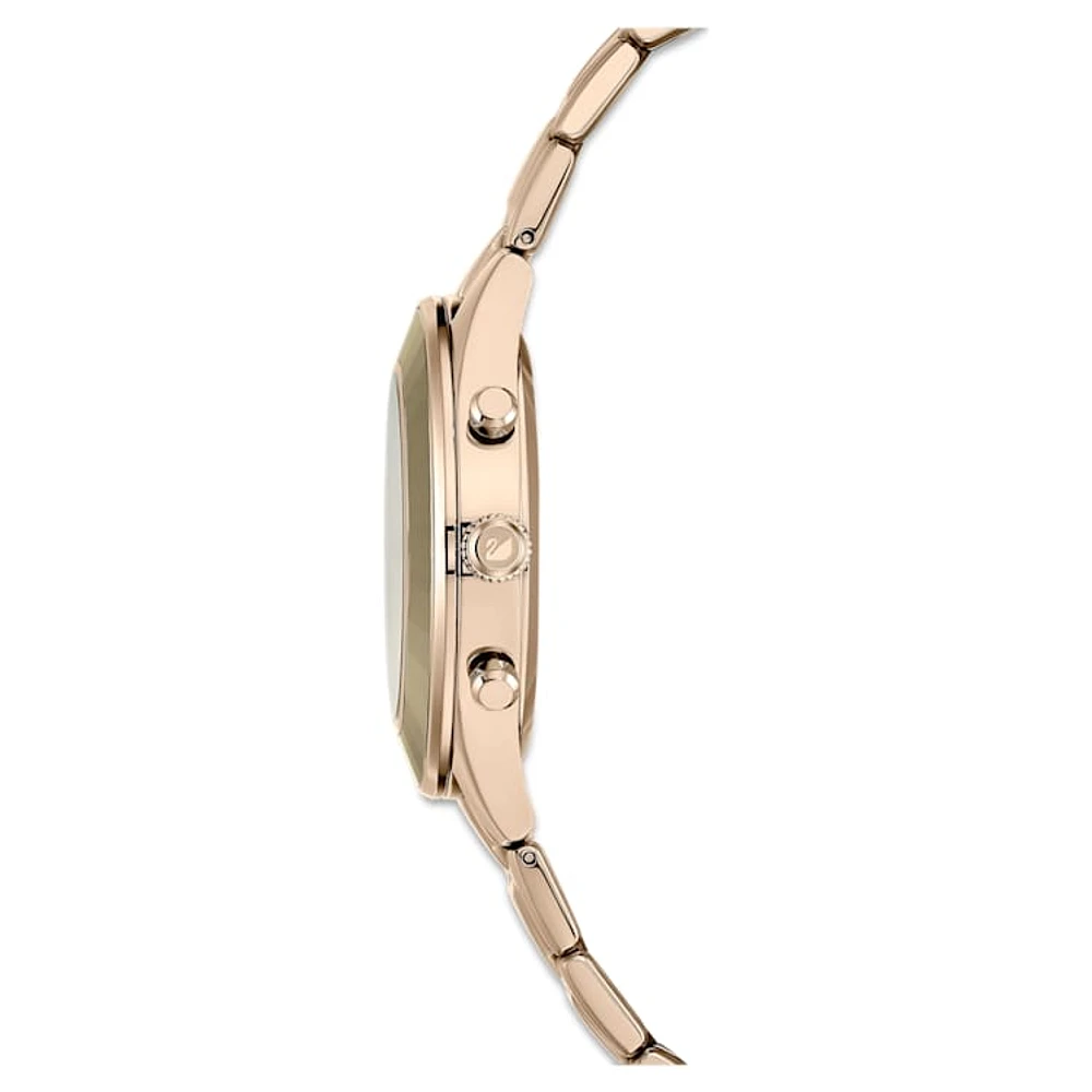 Octea Lux Sport watch, Swiss Made, Metal bracelet, Gold tone, Champagne gold-tone finish by SWAROVSKI