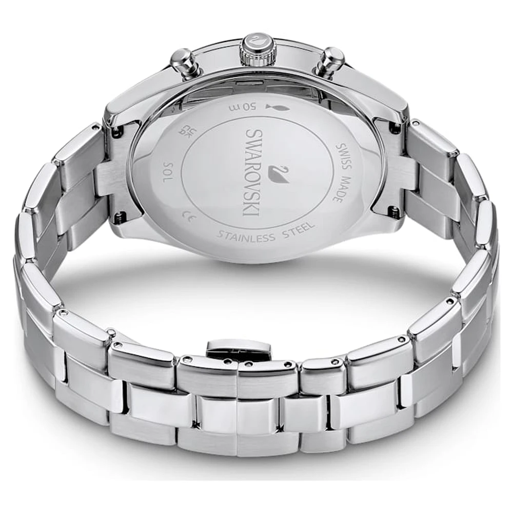 Octea Lux Sport watch, Swiss Made, Metal bracelet, Black, Stainless steel by SWAROVSKI