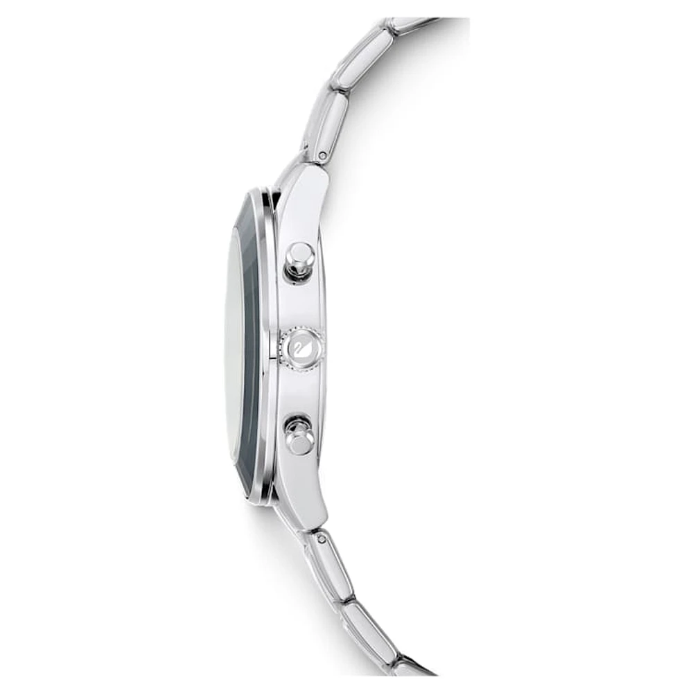 Octea Lux Sport watch, Swiss Made, Metal bracelet, Black, Stainless steel by SWAROVSKI