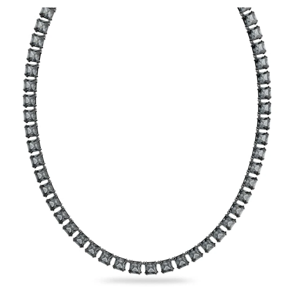 Millenia necklace, Square cut, Grey, Ruthenium plated by SWAROVSKI