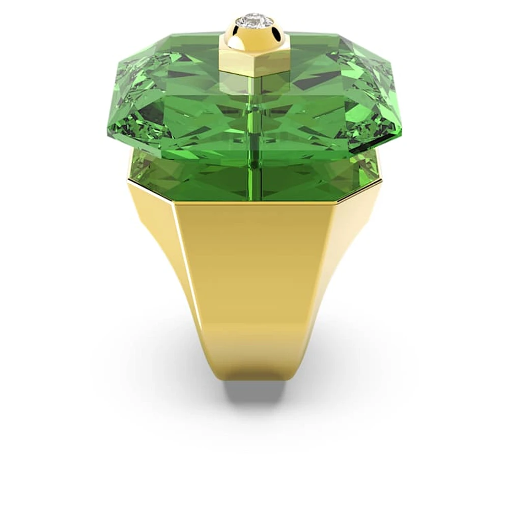 Numina cocktail ring, Octagon cut, Green, Gold-tone plated by SWAROVSKI