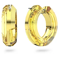 Lucent hoop earrings, Statement, Round shape, Yellow by SWAROVSKI