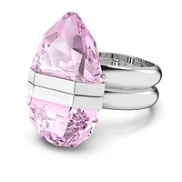 Lucent ring, Magnetic closure, Pear cut, Pink, Rhodium plated by SWAROVSKI