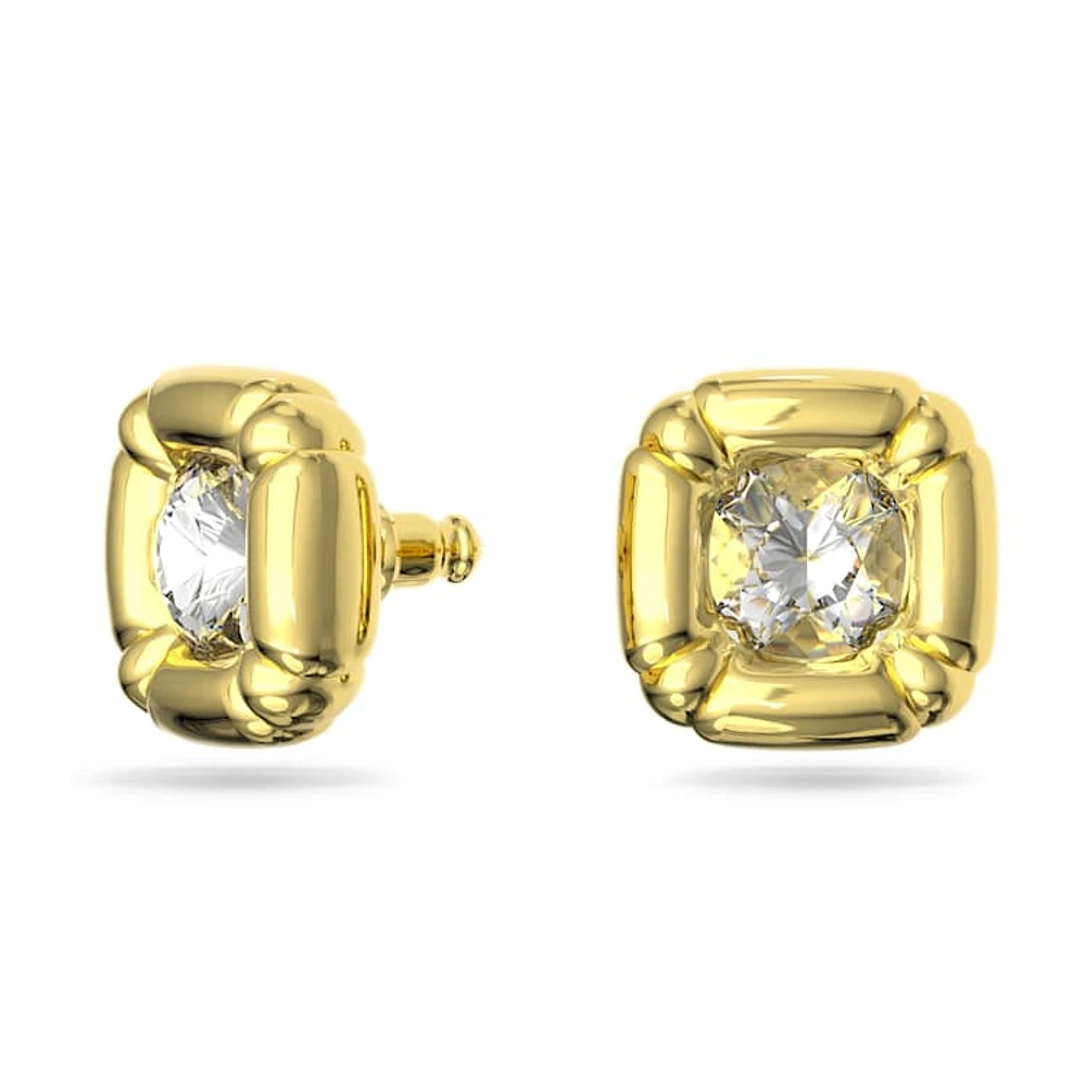 Dulcis stud earrings, Cushion cut, Gold tone, Gold-tone plated by SWAROVSKI