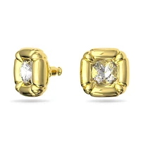 Dulcis stud earrings, Cushion cut, Gold tone, Gold-tone plated by SWAROVSKI