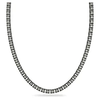 Millenia necklace, Square cut, Long, Grey, Ruthenium plated by SWAROVSKI