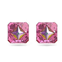 Matrix stud earrings, Pyramid cut, Pink, Gold-tone plated by SWAROVSKI