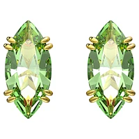 Gema stud earrings, Kite cut, Green, Gold-tone plated by SWAROVSKI