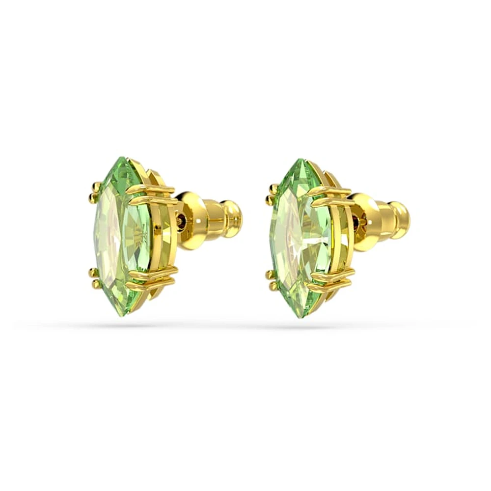 Gema stud earrings, Kite cut, Green, Gold-tone plated by SWAROVSKI