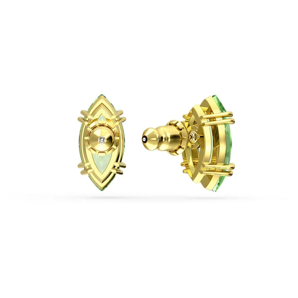 Gema stud earrings, Kite cut, Green, Gold-tone plated by SWAROVSKI