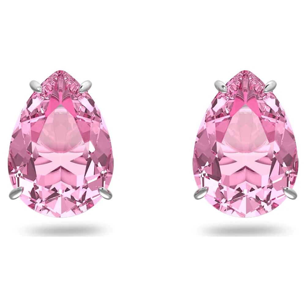 Gema stud earrings, Drop cut, Pink, Rhodium plated by SWAROVSKI