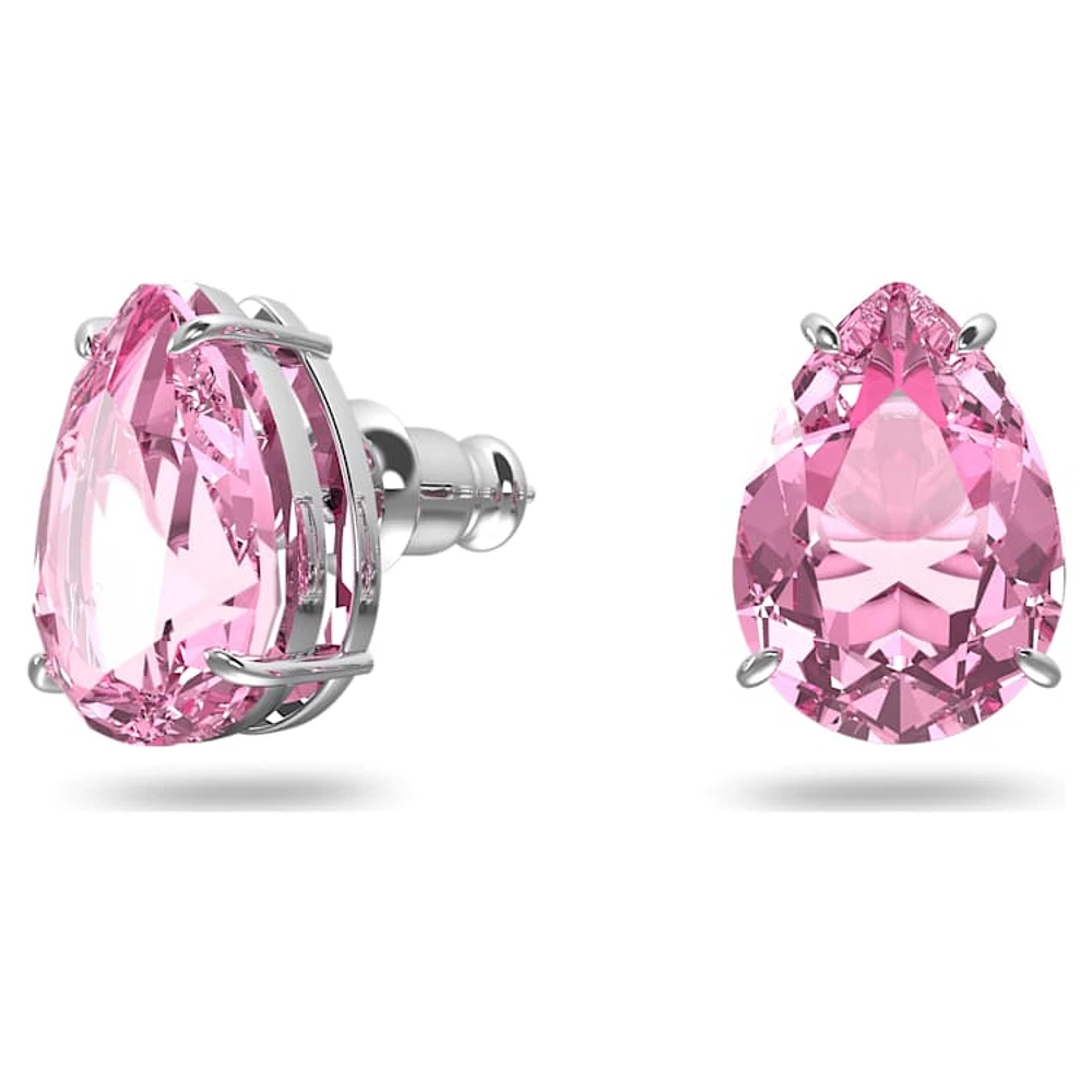 Gema stud earrings, Drop cut, Pink, Rhodium plated by SWAROVSKI