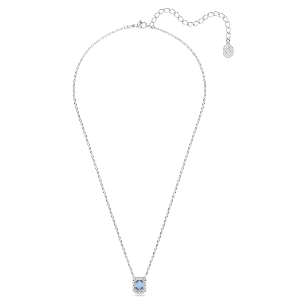 Una necklace, Octagon cut, Blue, Rhodium plated by SWAROVSKI