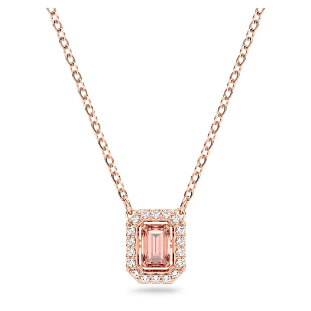 Una necklace, Octagon cut, Pink, Rose gold-tone plated by SWAROVSKI