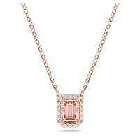 Una necklace, Octagon cut, Pink, Rose gold-tone plated by SWAROVSKI