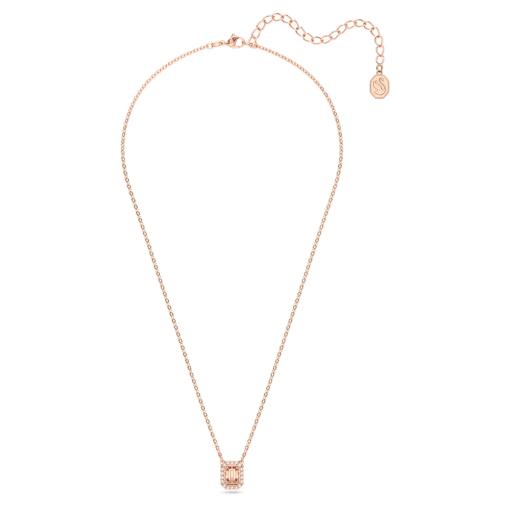 Una necklace, Octagon cut, Pink, Rose gold-tone plated by SWAROVSKI