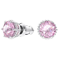 Birthstone stud earrings, Round cut, June, Pink, Rhodium plated by SWAROVSKI