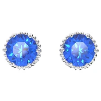 Birthstone stud earrings, Round cut, September, Blue, Rhodium plated by SWAROVSKI