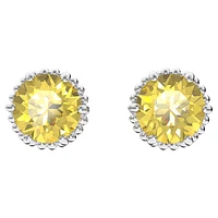 Birthstone stud earrings, Round cut, November, Yellow, Rhodium plated by SWAROVSKI