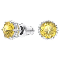 Birthstone stud earrings, Round cut, November, Yellow, Rhodium plated by SWAROVSKI