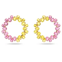 Millenia hoop earrings, Pear cut, Large, Multicoloured, Gold-tone plated by SWAROVSKI