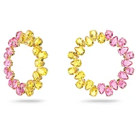 Millenia hoop earrings, Pear cut, Large, Multicoloured, Gold-tone plated by SWAROVSKI