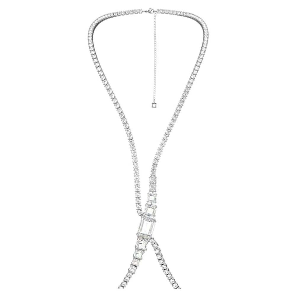 Millenia body chain, Square cut, White, Rhodium plated by SWAROVSKI