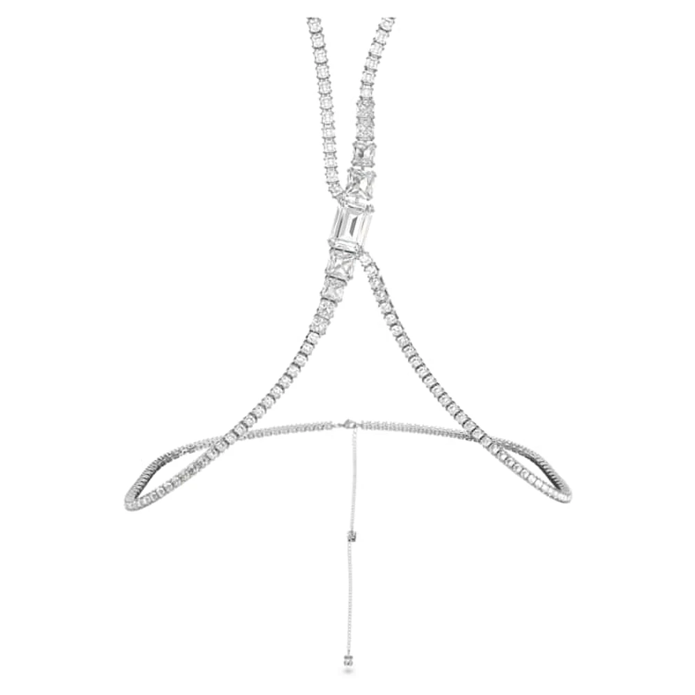 Millenia body chain, Square cut, White, Rhodium plated by SWAROVSKI