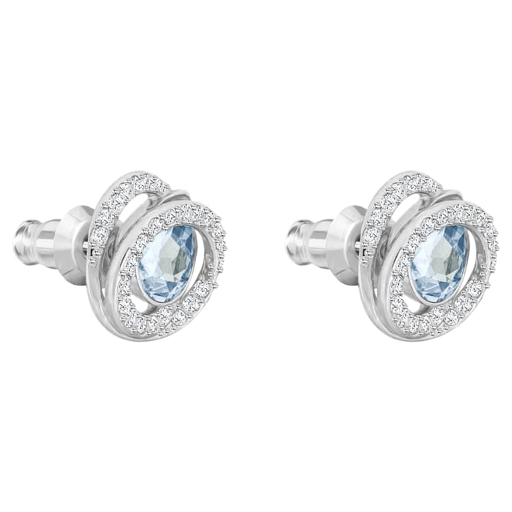 Generation stud earrings, Pear shape, Blue, Rhodium plated by SWAROVSKI