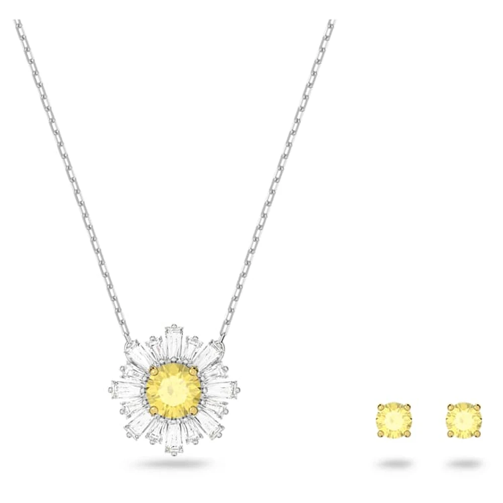 Idyllia set, Mixed cuts, Sun, Yellow, Mixed metal finish by SWAROVSKI