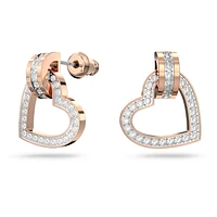 Lovely stud earrings, Heart, White, Rose gold-tone plated by SWAROVSKI