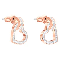 Lovely stud earrings, Heart, White, Rose gold-tone plated by SWAROVSKI