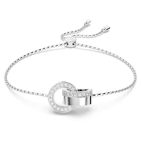 Dextera bracelet, Interlocking loop, White, Rhodium plated by SWAROVSKI