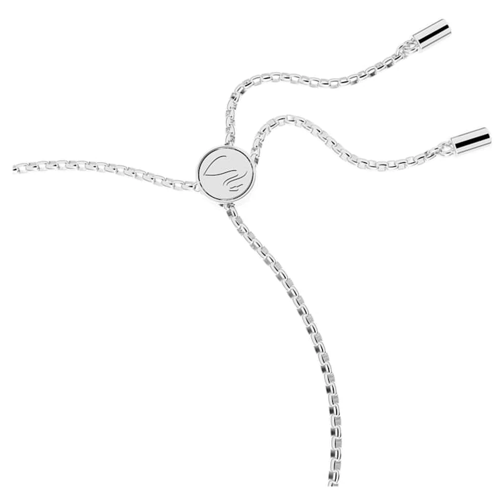 Dextera bracelet, Interlocking loop, White, Rhodium plated by SWAROVSKI