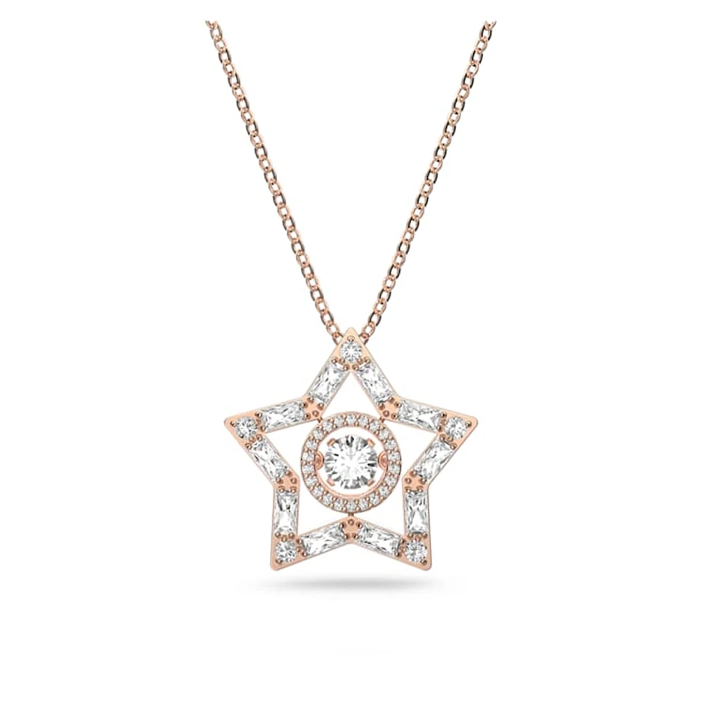 Stella pendant, Mixed cuts, Star, White, Rose gold-tone plated by SWAROVSKI