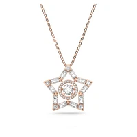 Stella pendant, Mixed cuts, Star, White, Rose gold-tone plated by SWAROVSKI