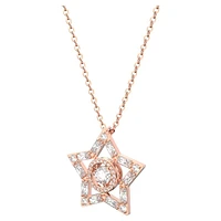 Stella pendant, Mixed cuts, Star, White, Rose gold-tone plated by SWAROVSKI