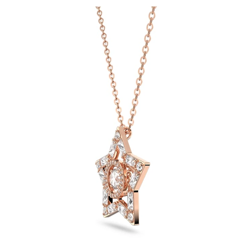 Stella pendant, Mixed cuts, Star, White, Rose gold-tone plated by SWAROVSKI