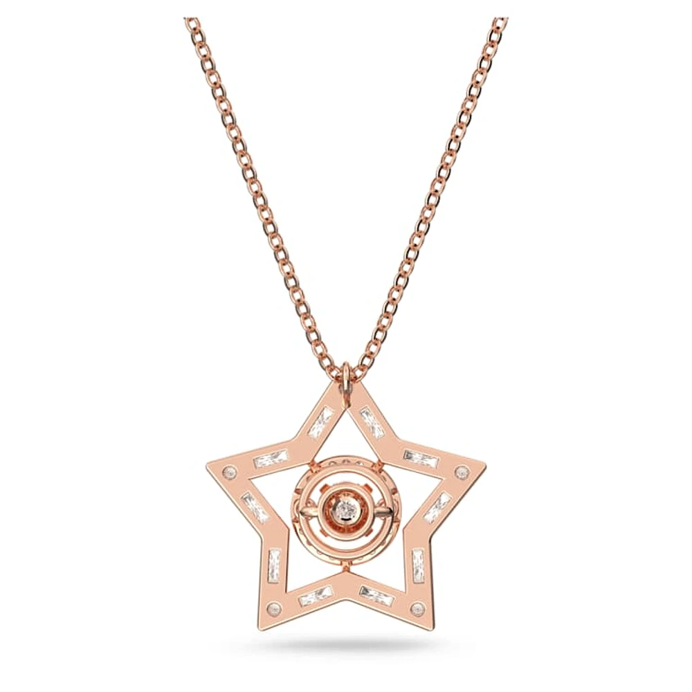 Stella pendant, Mixed cuts, Star, White, Rose gold-tone plated by SWAROVSKI