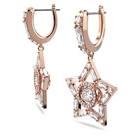 Stella drop earrings, Mixed cuts, Star, White, Rose gold-tone plated by SWAROVSKI