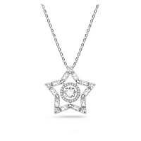 Stella pendant, Mixed cuts, Star, Long, White, Rhodium plated by SWAROVSKI