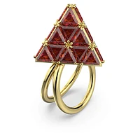 Curiosa cocktail ring, Triangle cut, Red, Gold-tone plated by SWAROVSKI