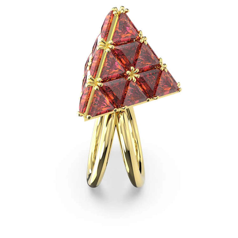 Curiosa cocktail ring, Triangle cut, Red, Gold-tone plated by SWAROVSKI