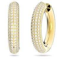 Dextera hoop earrings, Medium, White, Gold-tone plated by SWAROVSKI