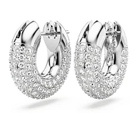 Dextera hoop earrings, Small, White, Rhodium plated by SWAROVSKI